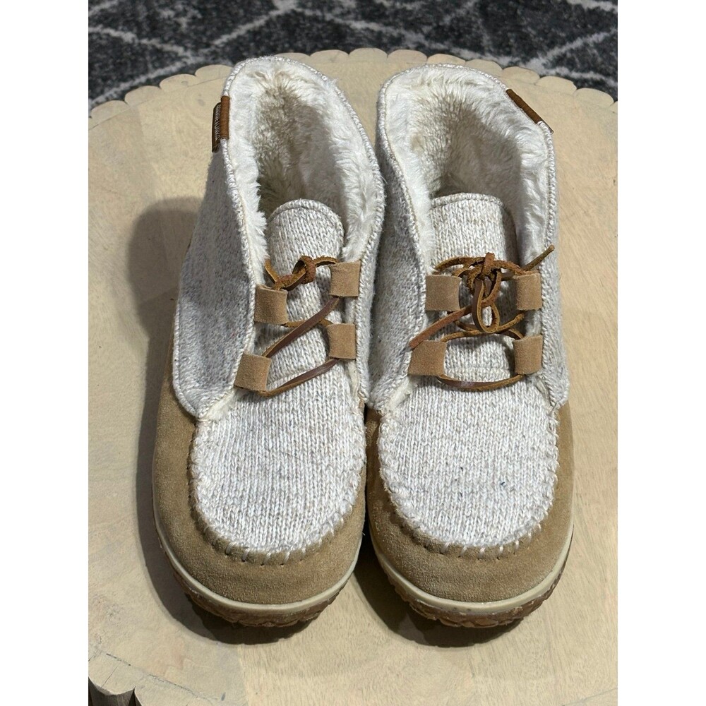 Minnetonka Torrey Women's 10 Knit Suede Faux Fur Boot Slipper Boots Like New